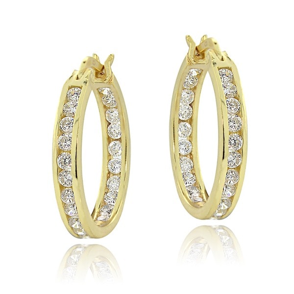 Shop Icz Stonez 18k Yellow Gold Overlay Cubic Zirconia Hoop Earrings ...