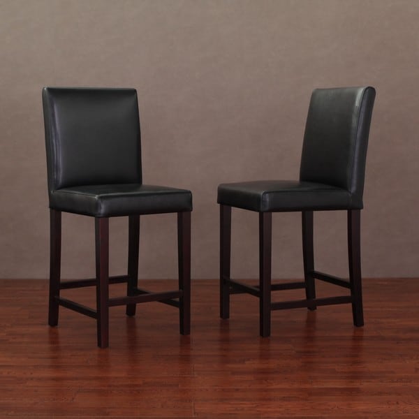 Shop Andre Black Leather Counter Stools (Set of 2) - Free Shipping ...