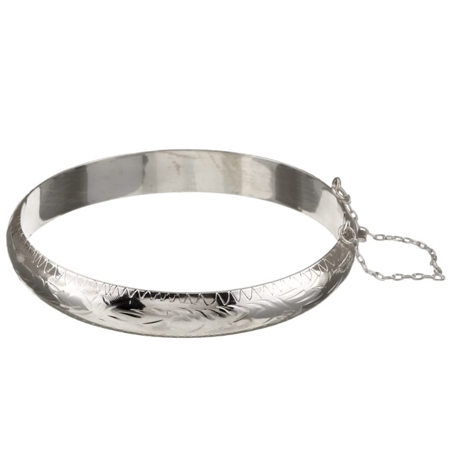 Sterling Essentials Sterling Silver 7 inch Engraved Bangle (9mm)