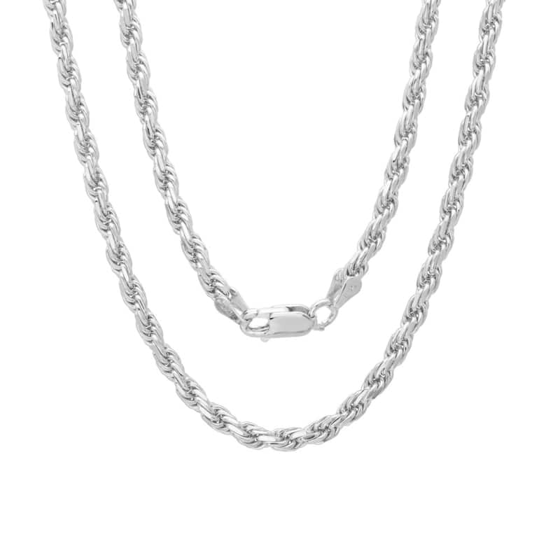 Roberto Martinez Sterling Silver 2.5 mm Diamond-Cut Rope Chain (18"-24") - 24 Inch