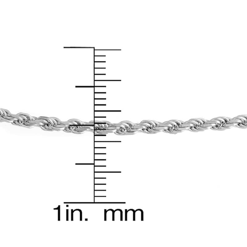 Roberto Martinez Sterling Silver 2.5 mm Diamond-Cut Rope Chain (18"-24")