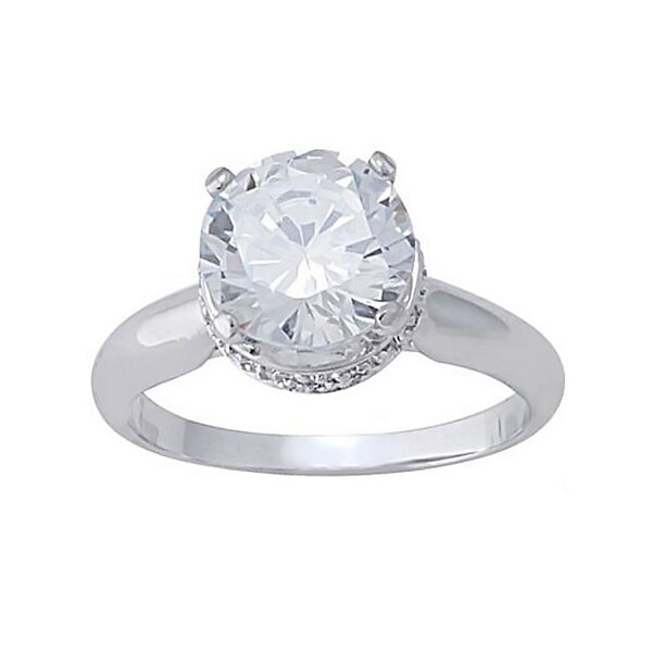 The Simon Frank Collection 14k White Gold Overlay CZ Ring Simon Frank Cubic Zirconia Rings