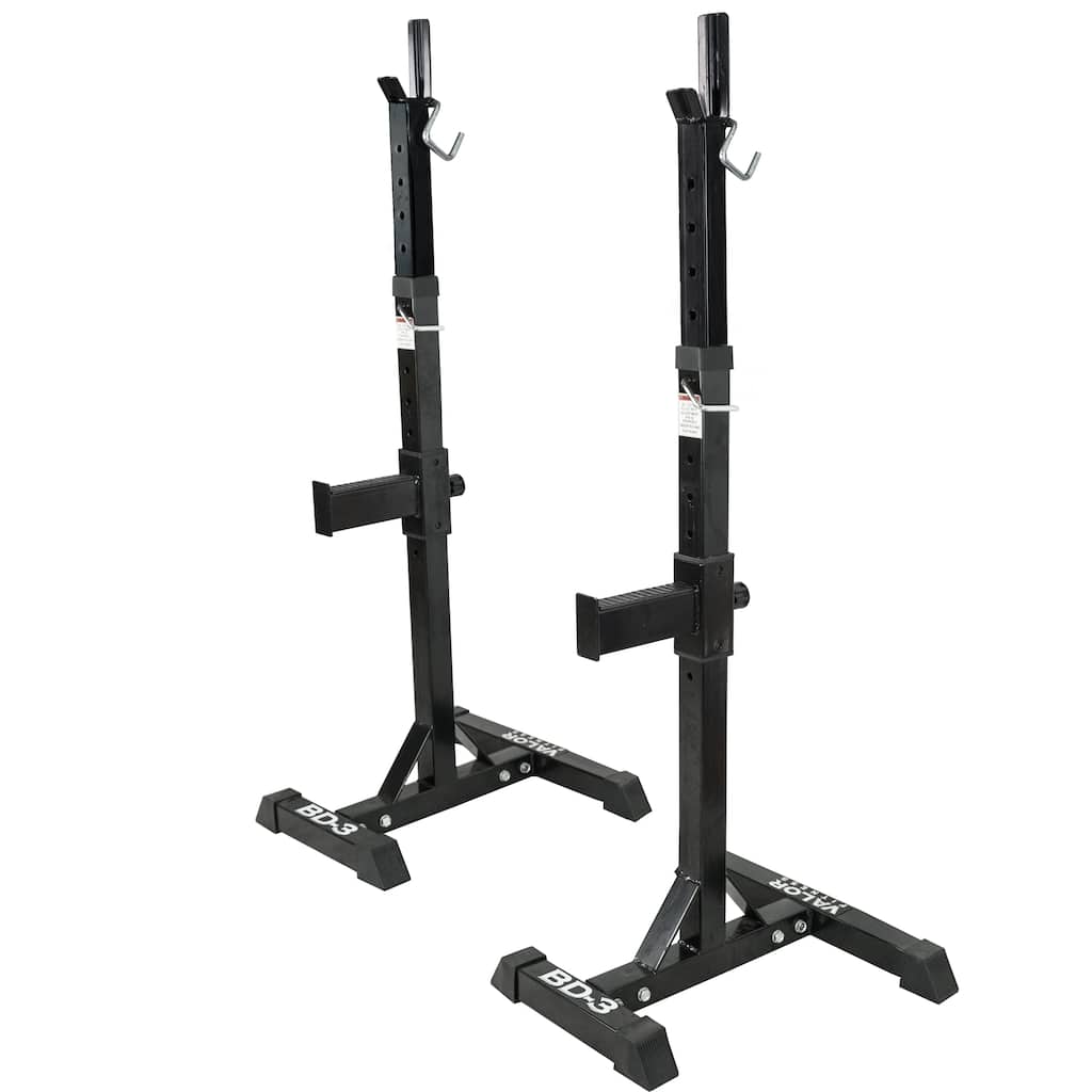 Valor Fitness BD-3 Independent Bench Press and Squat Rack Stands with Adjustable Uprights and Safety Catches - Black