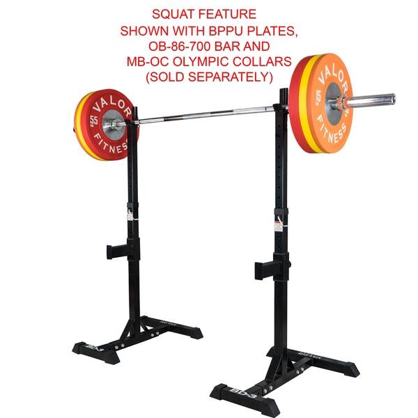 Shop Valor Fitness 3 Independent Bench Press And Squat Rack Stands With Adjustable Uprights And Safety Catches Black Overstock