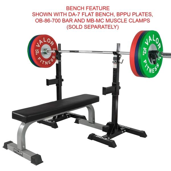 Shop Valor Fitness 3 Independent Bench Press And Squat Rack Stands With Adjustable Uprights And Safety Catches Black Overstock