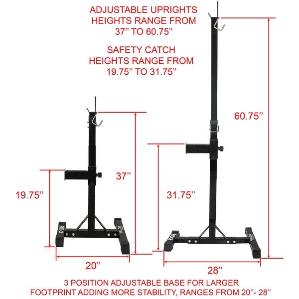 Shop Valor Fitness 3 Independent Bench Press And Squat Rack Stands With Adjustable Uprights And Safety Catches Black Overstock