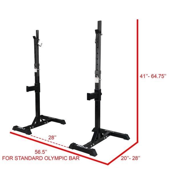 Shop Valor Fitness 3 Independent Bench Press And Squat Rack Stands With Adjustable Uprights And Safety Catches Black Overstock