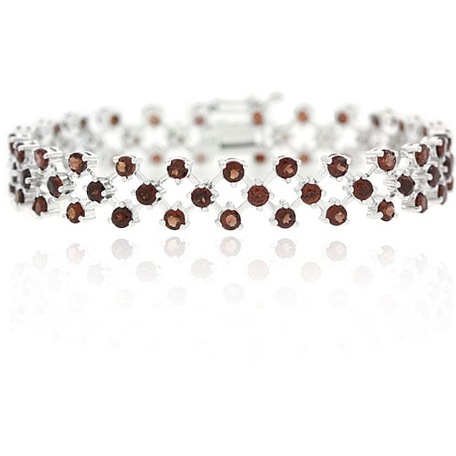 Glitzy Rocks Sterling Silver Garnet Tennis Bracelet On Glitzy Rocks Sterling Silver Garnet Tennis Bracelet
