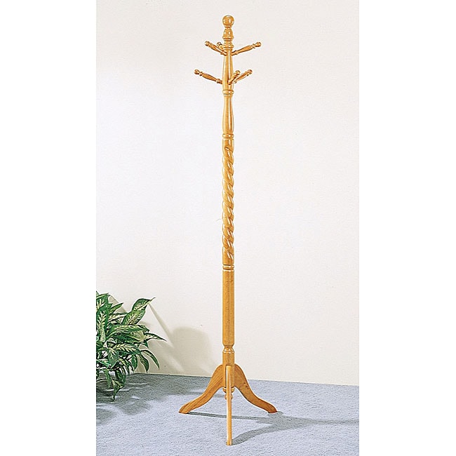 Oak Finish Twist Design Wood Coat Rack Free Shipping Today