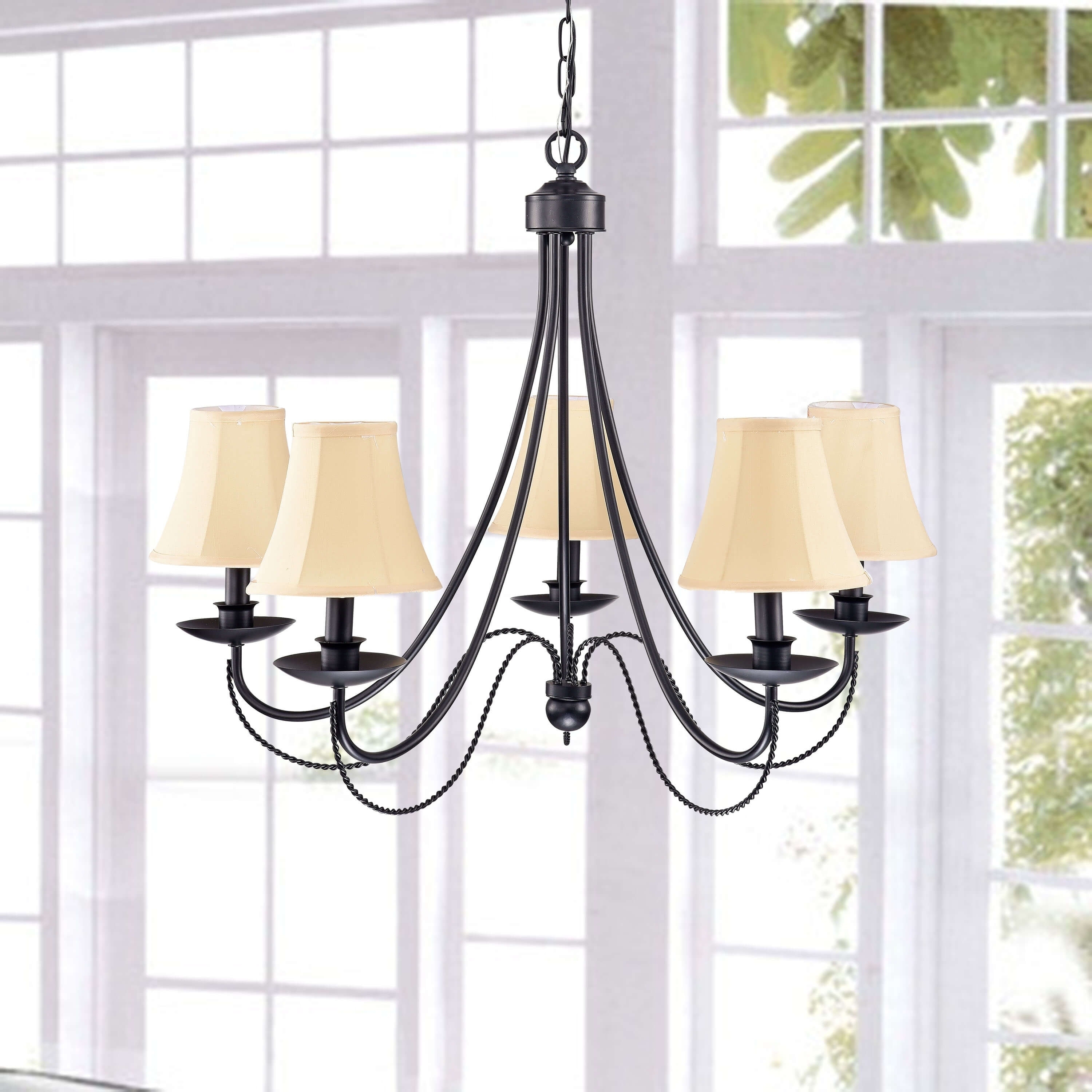 Iron 5-light Black Chandelier - Chandeliers For Bedrooms by Overstock.com