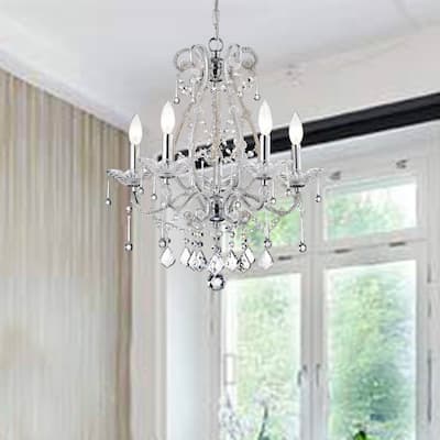 Crystal-and-Iron Five-Light Chandelier