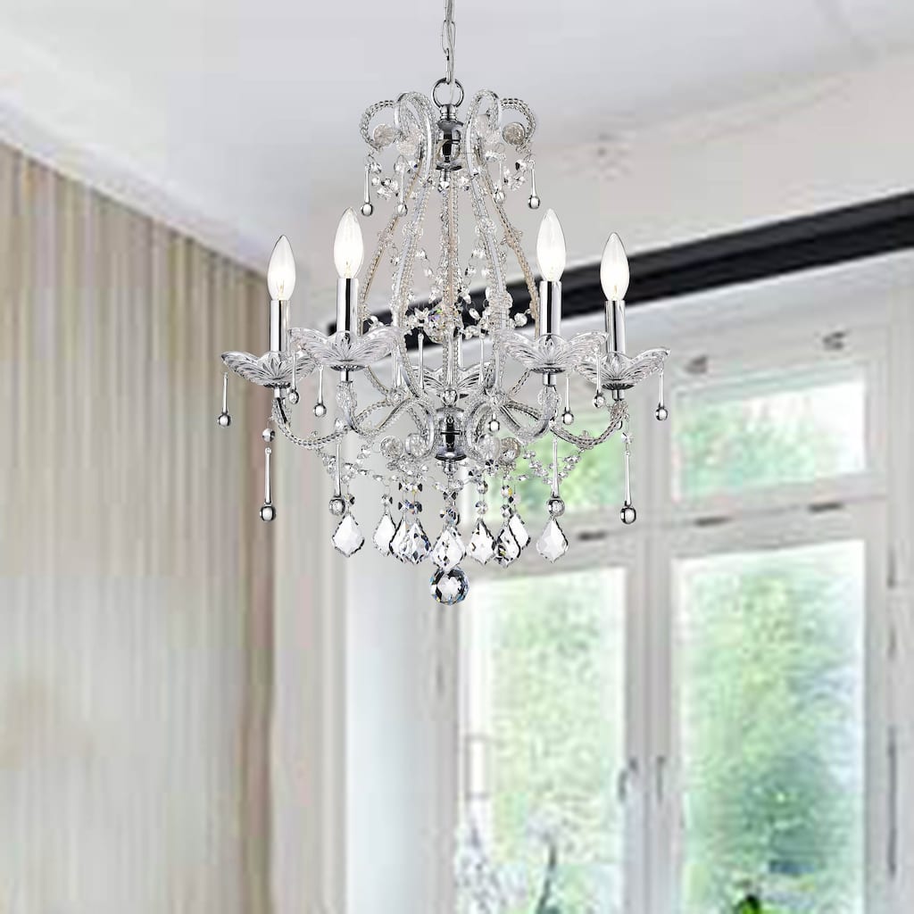 Crystal-and-Iron Five-Light Chandelier