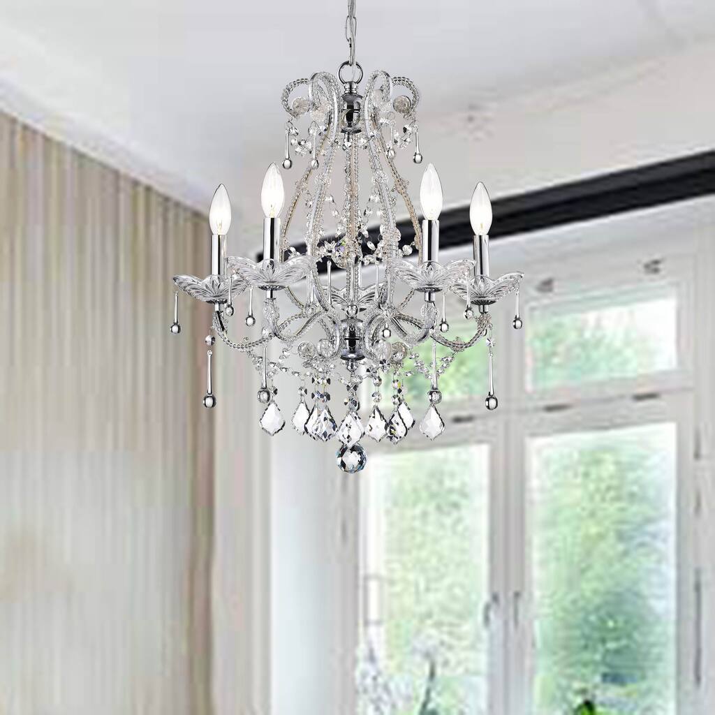 Crystal-and-Iron Five-Light Chandelier