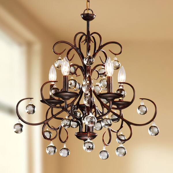 Iron and Crystal 5-light Chandelier