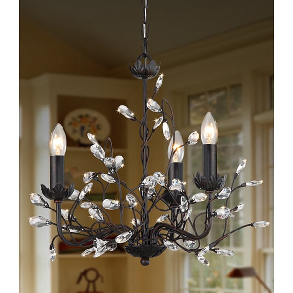 Iron and Crystal 3-light Chandelier