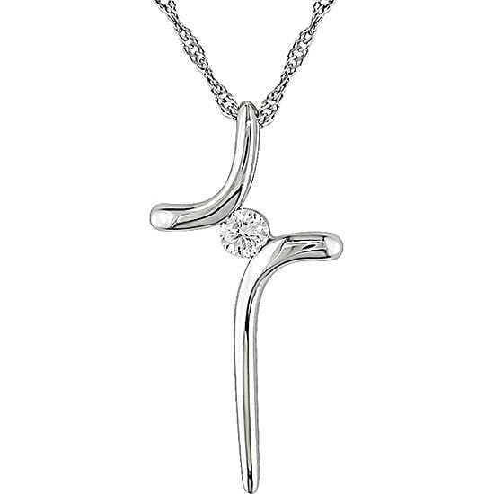 Shop Miadora 10k White Gold Diamond Cross Pendant - On Sale - Free ...