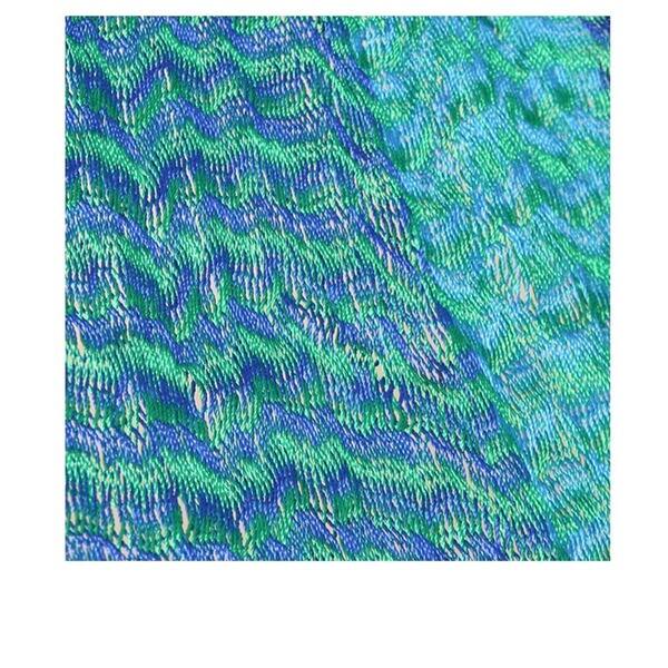 Cool Turquoise and Blue Stripe Hand Knotted Rope Style Nylon Single Hammock