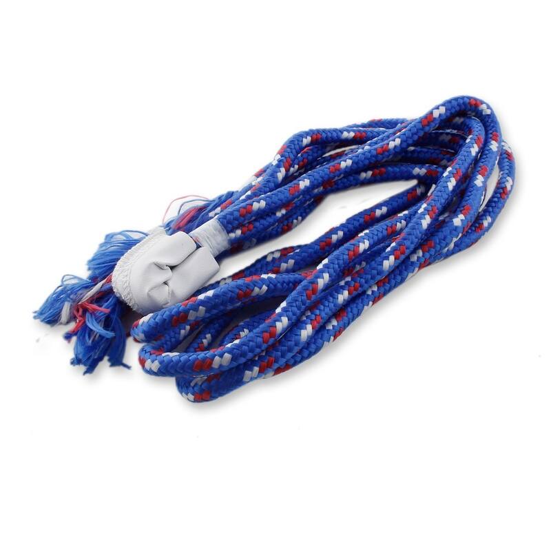 Cool Turquoise and Blue Stripe Hand Knotted Rope Style Nylon Single Hammock