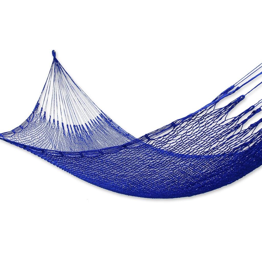 Blue Sonata Knotted Rope-style Nylon Single Hammock