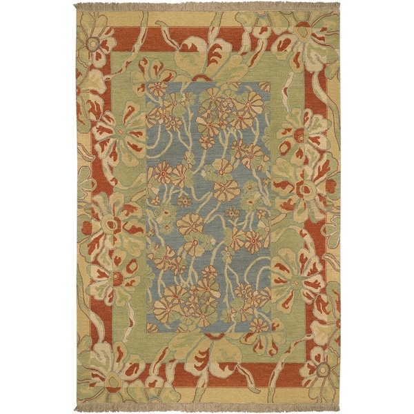 Hand-Knotted Legacy Collection Floral Wool Area Rug - 10' x 14'