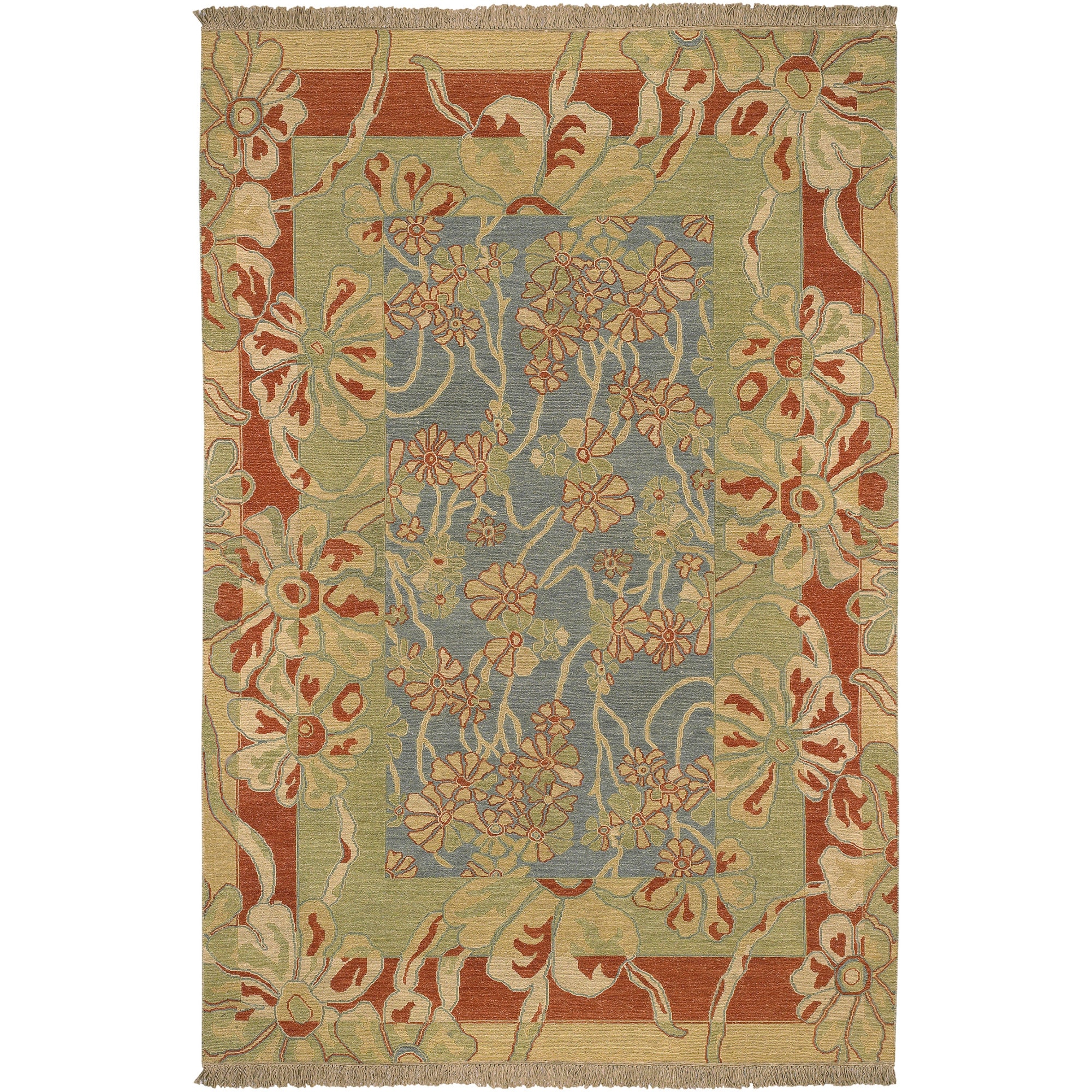 Hand knotted Legacy Collection Floral Wool Rug (10 X 14)