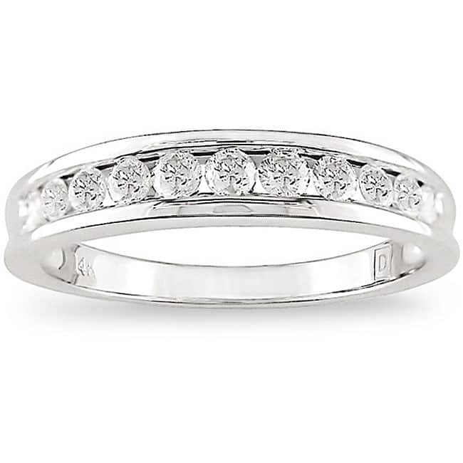Miadora 14k White Gold 1/2ct TDW Channel-Set Diamond Anniversary Band