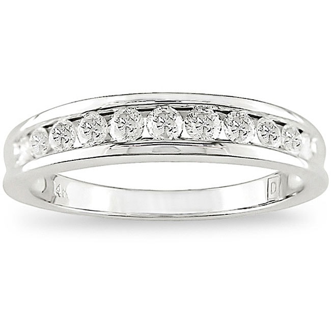 Miadora 14k White Gold 1/2ct TDW Channel-Set Diamond Anniversary Band