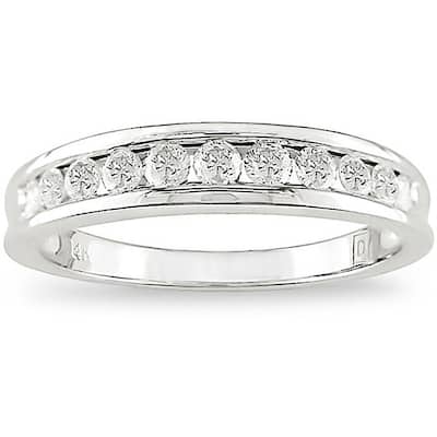 Miadora 14k White Gold 1/2ct TDW Channel-Set Diamond Anniversary Band