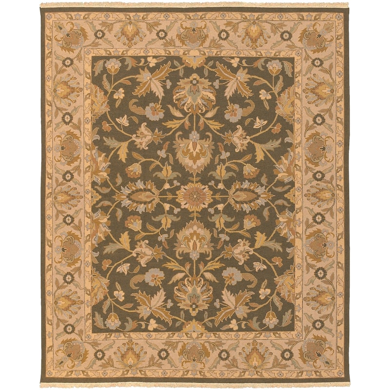 Hand-knotted Soumek Wool Area Rug - 8' x 10'/Surplus - 8' x 10'/Surplus - Green/Brunette