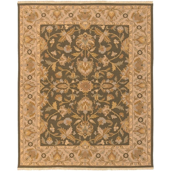 slide 2 of 7, Hand-knotted Soumek Wool Area Rug - 8' x 10'/Surplus 8' x 10'/Surplus - Green/Brunette