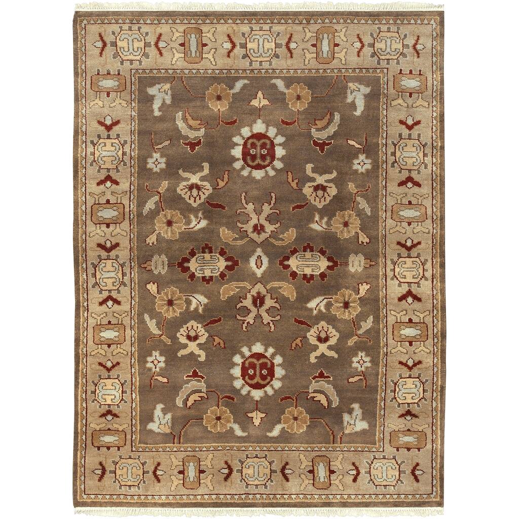 Hand-knotted Brown Southwestern Park Ave New Zealand Wool Area Rug - 8' x 11'
