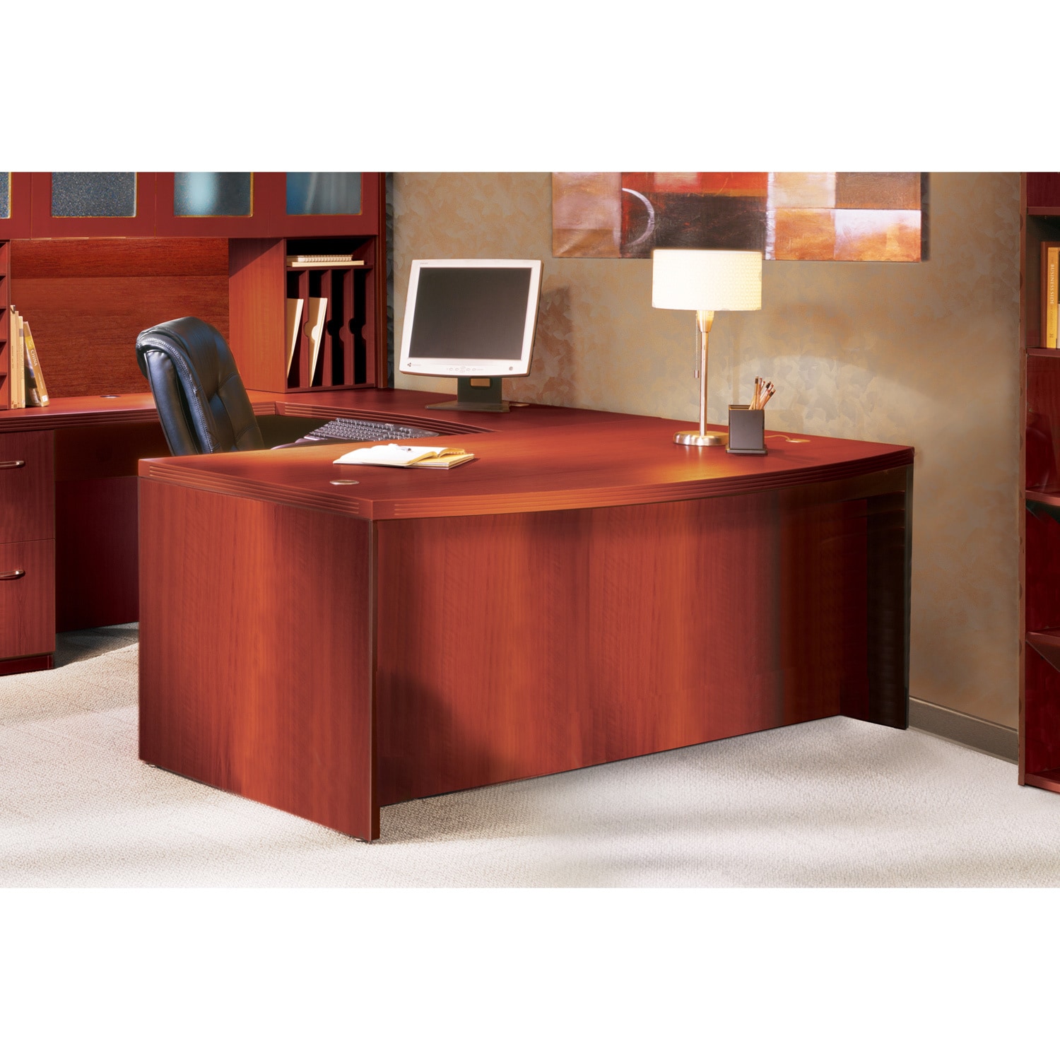 Shop Mayline Aberdeen 72 Inch Cherry Bow Front Desk Shell