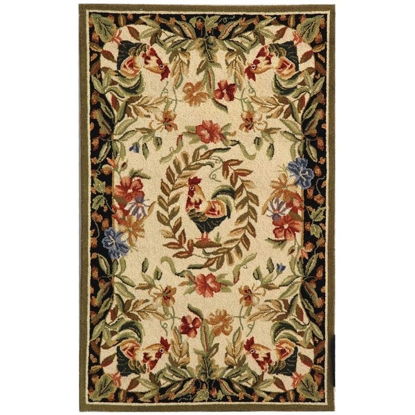 Safavieh Hand Hooked Rooster And Hen Cream Black Wool Runner Safavieh Hand Hooked Rooster And Hen Cream Black Wool Runner Rug 2