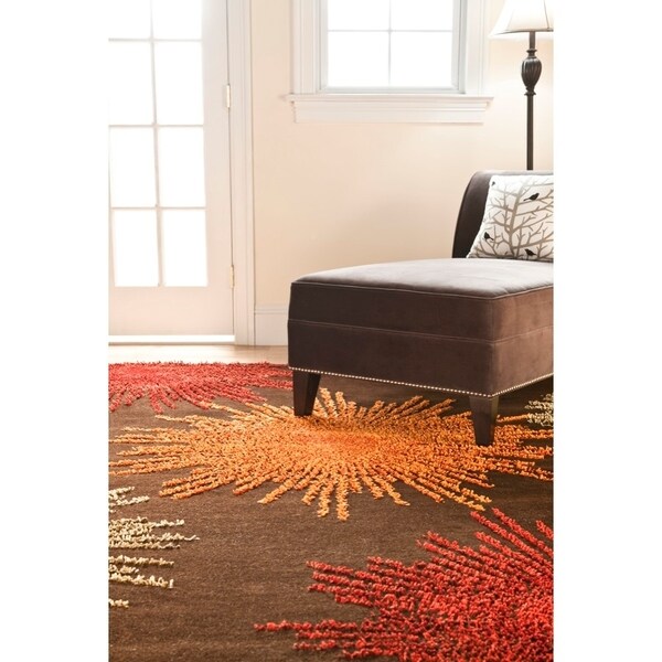 Safavieh Handmade Soho Burst Brown New Zealand Wool Rug - 9'6" x 13'6"