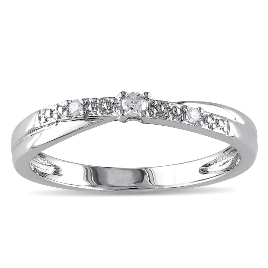 Miadora 10k White Gold Diamond Promise Ring