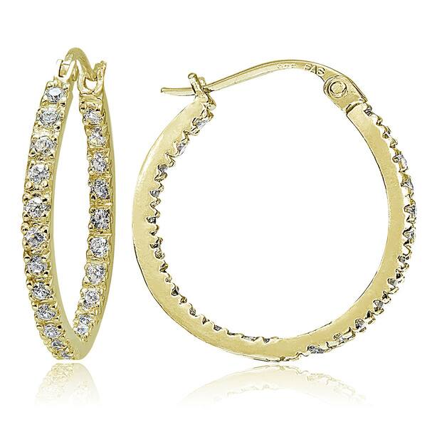 Classic 9ct White Gold 20mm Channel Set CZ Round Hoops Creole Earrings Gift Classic 9ct White Gold 20mm Channel Set CZ Round Hoops Creole Earrings Gift