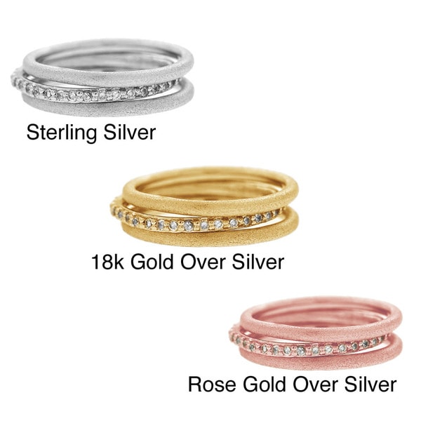 Icz Stonez Sterling Silver Cubic Zirconia Stackable Rings