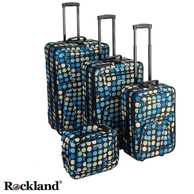 Rockland Multi Blue Dot 4 piece Expandable Luggage Set