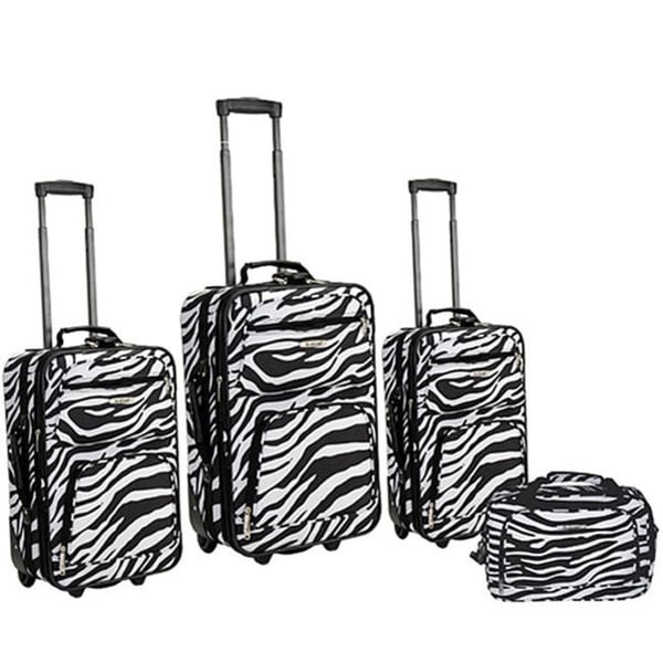Shop Rockland Deluxe Zebra 4-piece Expandable Luggage Set - Free Shipping Today - Overstock ...