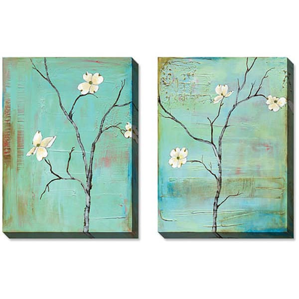 Gallery Direct Gunn Dogwood on Turquoise Gallery Wrapped Art Set ...