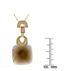 Beverly Hills Charm 14k Gold Smokey Quartz, Rhodolite, 1/4ct TDW Diamond Necklace Beverly Hills Charm Gemstone Necklaces