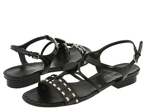 Vaneli Binky Black Shiny Calf w/ Black Whips Sandals  