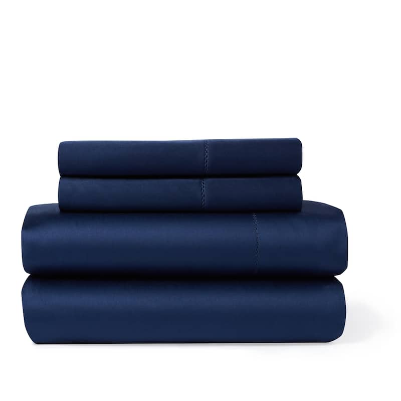 Hemstitch 400 Thread Count Cotton Sateen Weave Solid Color Sheet Set