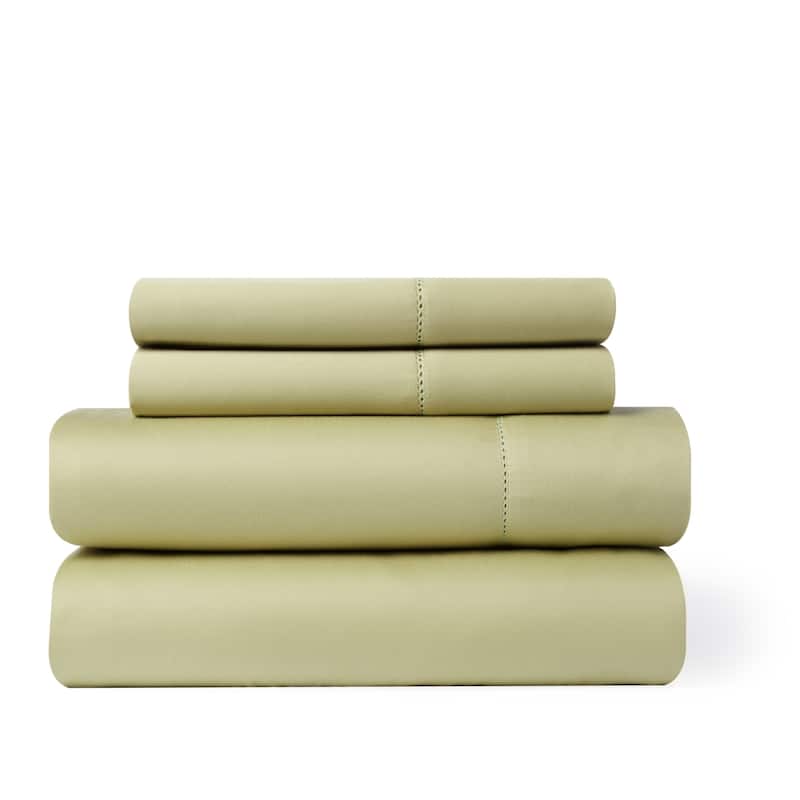 Hemstitch 400 Thread Count Cotton Sateen Weave Solid Color Sheet Set