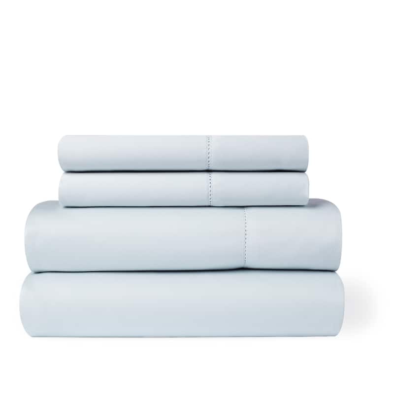 Hemstitch 400 Thread Count Cotton Sateen Weave Solid Color Sheet Set