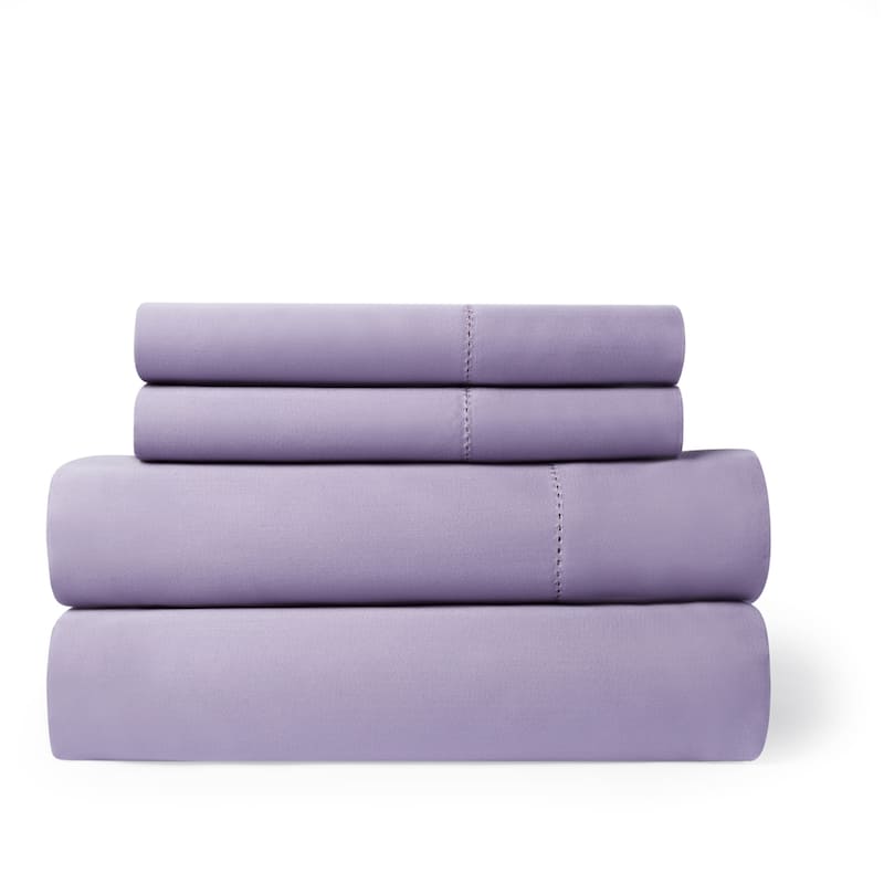 Hemstitch 400 Thread Count Cotton Sateen Weave Solid Color Sheet Set