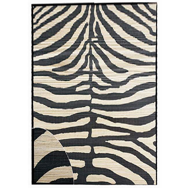 Hand-woven Zebra Rayon from Bamboo Rug (5' x 8') - 5' x 8'