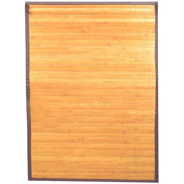Hand-woven Light Yellow Rayon from Bamboo Rug (5' x 8')