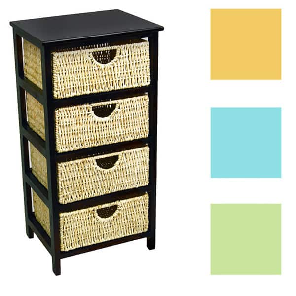 Shop 4 Drawer Compact Wicker Basket Storage Shelf Free Shipping