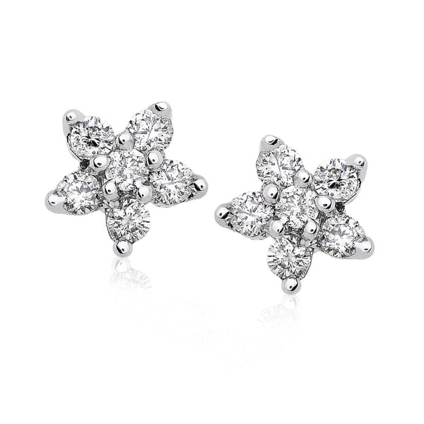 Annello by Kobelli 14k Gold 1/5ct TDW Diamond Floral 5-Point Star Womens Earrings